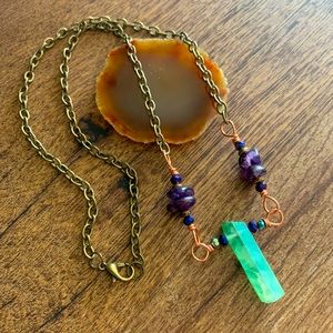 ✨ Handmade Quartz and Amethyst Crystal Necklace